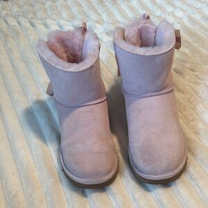 UGG Pink Suede Boots with Bow